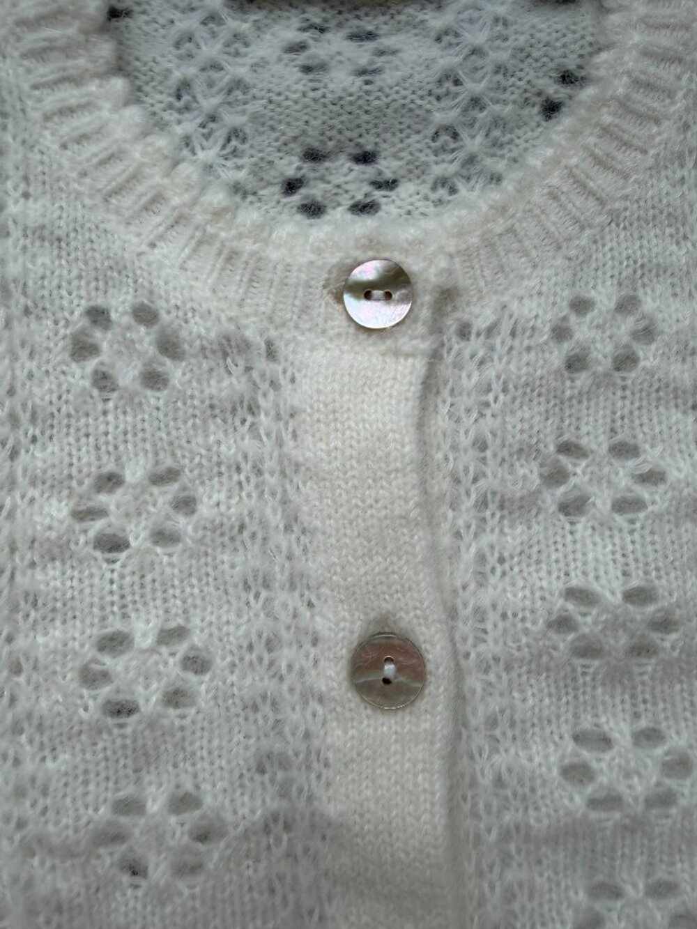 Doen NWOT Emery pointelle cardigan White SAMPLE S - Picture 7 of 14